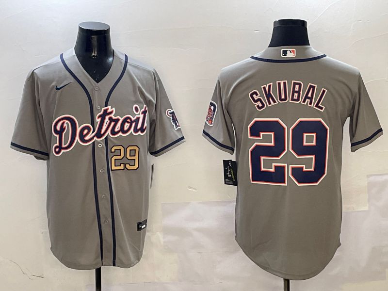 Men Detroit Tigers 29 Skubal Grey Game 2025 Nike MLB Jersey style 3125